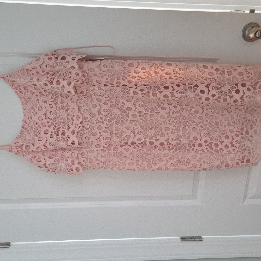 Nanette Lepore Bella Donna Strappy Lace Sheath Dress Peach Pink Size 14